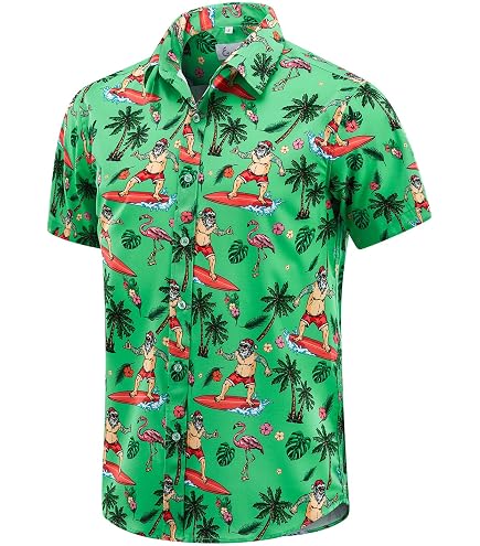 Amazon.com: Mele Kalikimaka Santa Surfing Hawaiian Shirt Merry